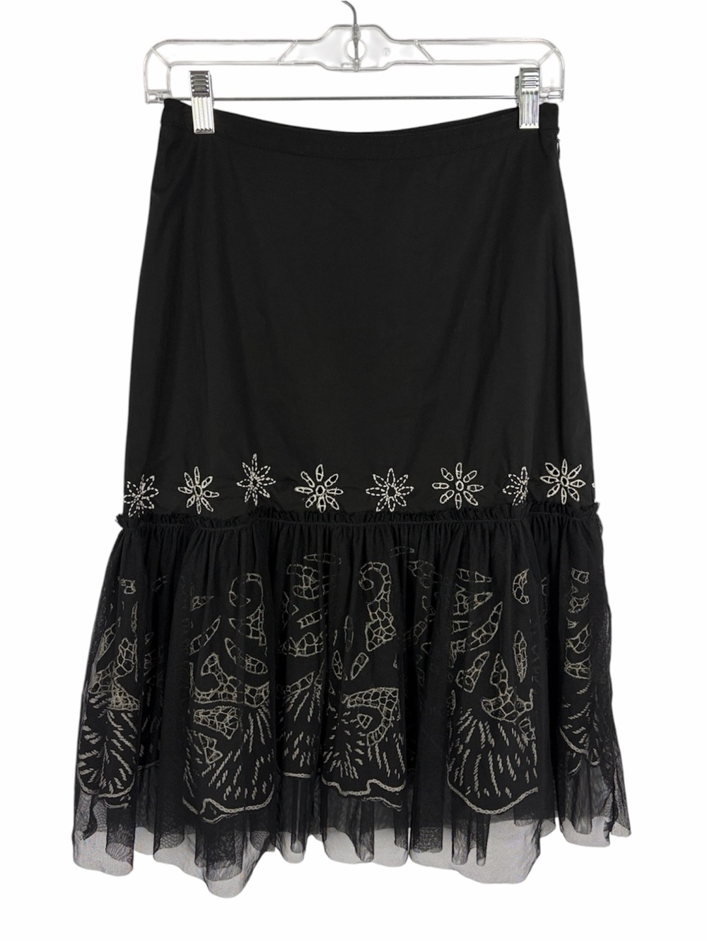 Basil & Maude Embroidered Mesh Whimsygoth Boho Skirt Size 0